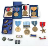 WWII and later USA Medals including Asiatic-Pacific Campaign, Campaign & Service Victory WWII,