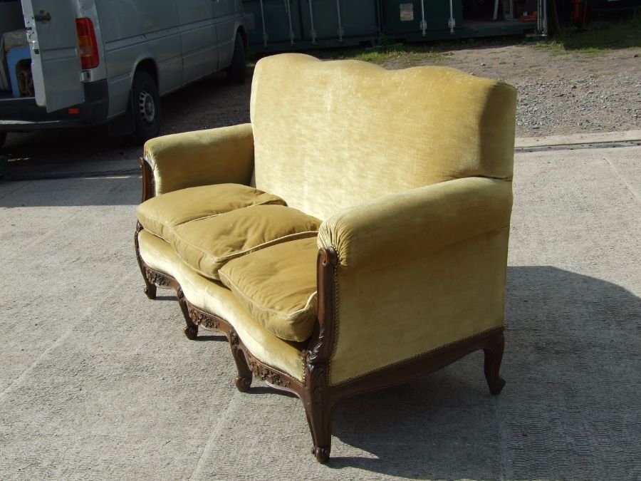 A French upholstered three-seater sofa. - Image 3 of 3