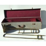 A Boosey & Hawkes Regent brass trombone, cased.