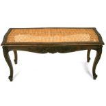 A French stained beech window seat with caned seat, 101cms wide.Condition ReportCane seat in good