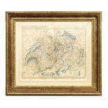 A 19th century map of Switzerland, published by W Lizars, Edinburgh, framed & glazed, Rowley Gallery