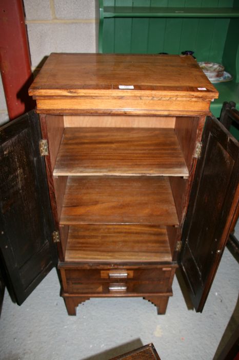 An early 20th century Cotswold school Gimson style side walnut cabinet, the pair of panelled doors - Image 3 of 9