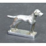 A LeJeune Accessory chrome plated cast brass car mascot in the form of a dog, impressed mark to
