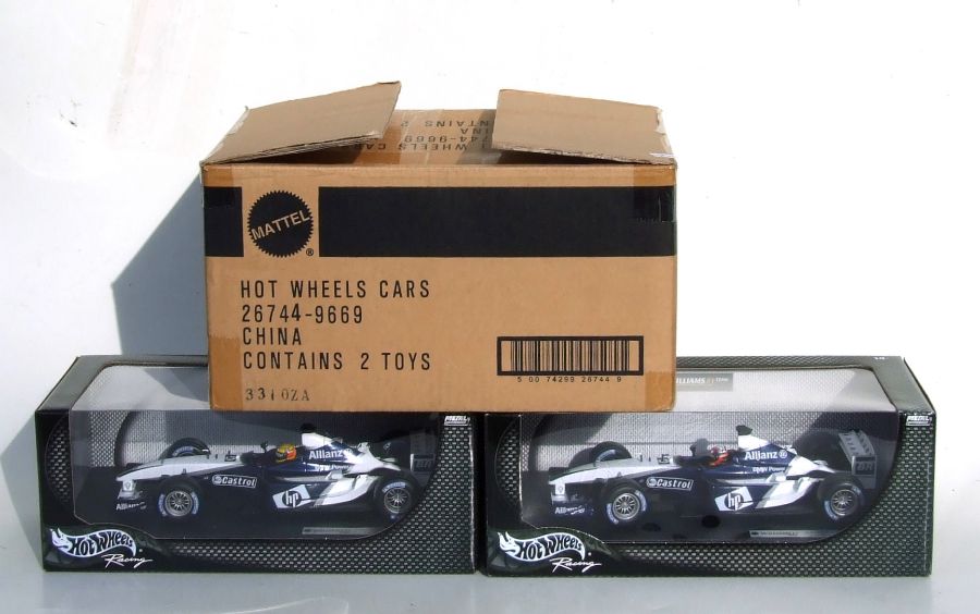 Two Hot Wheels 1:18 scale new old stock Williams F1 BMW FW25 diecast models driven by Ralph