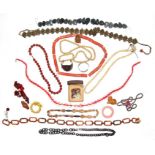 A quantity of assorted costume jewellery to include an Italian or Mediterranean coral necklace.