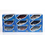 A collection of IXO 1:43 scale 24-Hour Le Mans winning car models including Audi R8, Lagonda Rapide,