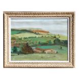A Rose - An Extensive Landscape with a Farmstead in the Foreground - oil on canvas, signed lower