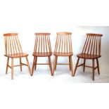 A set of four mid century design beech kitchen chairs (4).