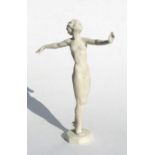 A 1930's Hutschenreuther Kunstabteilung model of a dancing nude woman, modelled by C Werner, 23cms