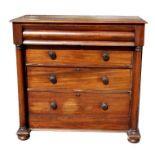 A Victorian mahogany Scottish chest with an arrangement of four long drawers flanked by twin