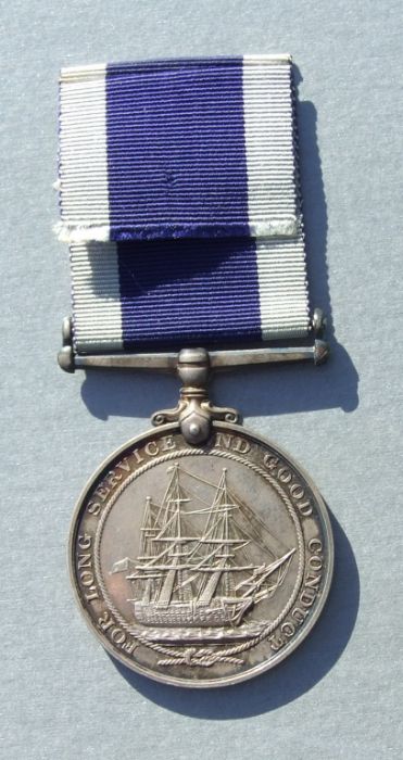 A Royal Navy Long Service Good Conduct Medal named to J.100038. P.O. A.R.PICKETT. HMS. OSPREY.