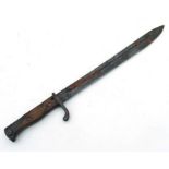 A WWI Imperial German Butcher bayonet. Makers mark to ricasso WAFFENFABRIK MAUSER A.G. OBERNDORF.a.