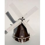 Part of the Gordon Woodham collection, a scratch built wooden windmill with electric motor driven