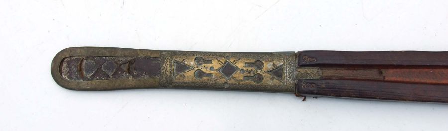 A North African sword in a tooled leather scabbard, 89cms long. - Image 4 of 7