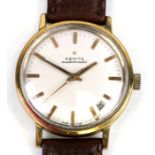A Zenith Automatic gentleman's gold plated wristwatch, the white dial with baton indices, centre