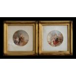 Late 18th / early 19th century English school - a pair of circular watercolours depicting young