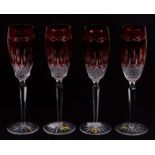A set of four Waterford crystal Clarendon ruby champagne flutes (4).Condition Reportgood condition