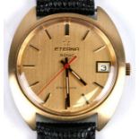 An Eterna Sonic Electronic gold capped gentleman's wristwatch, the champagne dial with baton