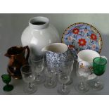 A spode plate; together with a Coalport tankard; a lusterware jug and other items.Condition