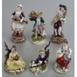 A group of continental porcelain figures to include Capodimonte and Sitzendorf, the largest 19cms