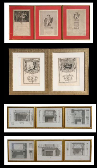 A quantity of assorted 19th century architectural engravings to include fireplace surrounds, all