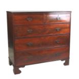 A 19th century mahogany chest of two short and three long graduated drawers, on bracket feet, 108cms