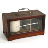 A Richard Freres, Paris, mahogany cased lacquered brass barograph, numbered '1563'.