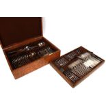 An oak cased canteen of Mappin & Webb silver plated cutlery.Condition ReportNo knives included.