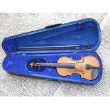 A Stentor Student II two-piece back violin, overall approx 54cms, cased, with bow.