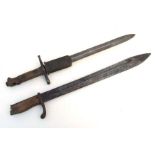 An Italian model 1891 T.S. bayonet, blade length 30.5cms (12ins), with the throat of its scabbard