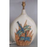 A Bernard Rooke Studio pottery dragonfly lamp, overall 47cms high.Condition ReportOn one side of the