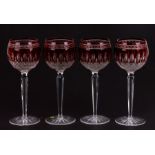 A set of four Waterford crystal Clarendon ruby hock glasses, 20cms high(4).Condition Reportgood