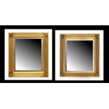 A pair of Regency style reeded edged rectangular wall mirrors with bevel edged plate, 70cms wide (