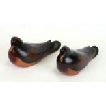 Two Feathers Gallery limited edition hand painted and carved doves, numbered 62/2000 and 63/2000,