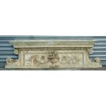 A distressed painted architectural plaster door pediment, 174cms wide.Condition ReportMax depth