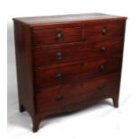 A 19th century mahogany chest of two short and three graduated long drawers, on splayed bracket