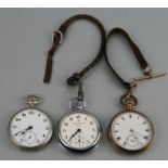 A Waltham open faced pocket watch, the white enamel dial with Roman numerals and subsidiary