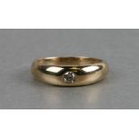 A 9ct gold gypsy solitaire diamond ring, approx UK size 'P', weight 2.6g.