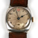 A gentleman's Longines silver wristwatch, the silvered dial with Arabic numerals, subsidiary seconds