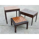 A chess board top occasional table, 47cms wide; together with a mahogany occasional table with