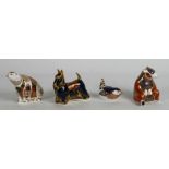 A group of Royal Crown Derby paperweights to include Polar bear, Wren, Scottish Terrier and Bear,