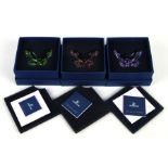 Three Swarovski crystal butterflies, each 7cms wide, all boxed (3).