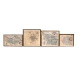 Three 18th / 19th century hand coloured maps of North Riding, framed & glazed, the largest 33 by