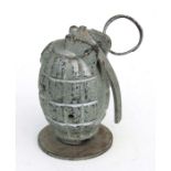 An original complete inert Mills bomb hand grenade, indistinct marks to base plug and to base.