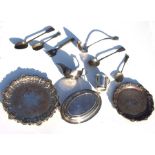 A quantity of silver plated items to include trays, jugs and flatware.