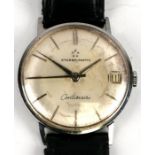 An Eternamatic stainless steel gentleman's wristwatch, the silvered dial with baton indices, date