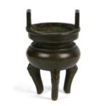 A Chinese bronze scholar's censer of small proportions, 5cms diameter.