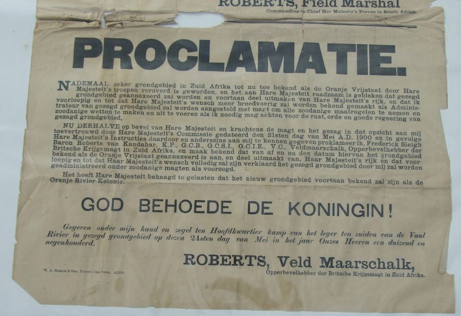 An original late Victorian Boer War Proclamation poster with both British and Afrikaans text, posted - Image 5 of 6