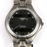 A Tissot Analogue-Digital multi function titanium gentleman's wristwatch, the black dial with Arabic