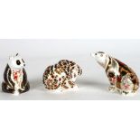 A group of Royal Crown Derby paperweights to include a Panda, Polar Bear and Bear, all with stoppers